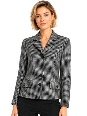 Barami Grey Houndstooth Belted Blazer